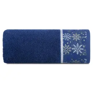 Produkt Bavlněný modrý ručník s vánoční výšivkou