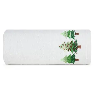Produkt Bavlněný vánoční ručník bílý s jedlemi