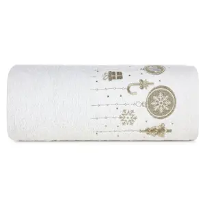 Produkt Bavlněný vánoční ručník bílý s vánočními ozdobami