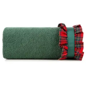 Produkt Bavlněný vánoční ručník zelený s károvaným volánem