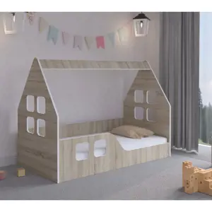 Produkt Dětská postel Montessori domeček 140 x 70 cm v dekoru dub sonoma levý