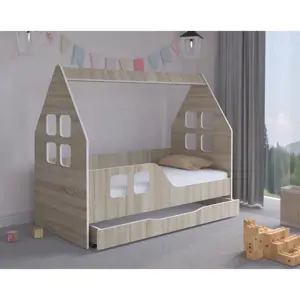 Produkt Dětský domeček na postel se šuplíkem 140 x 70 cm v provedení dub sonoma levý