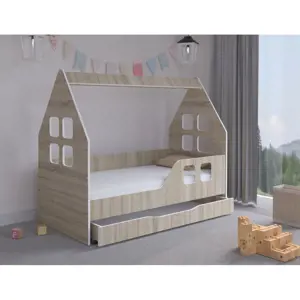 Produkt Dětský domeček na postel se zásuvkou 140 x 70 cm v provedení dub sonoma pravý