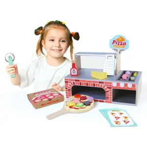 Produkt Dřevěná pizzerie pro děti spolu s doplňky