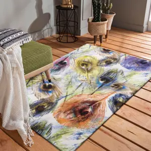 Fenomenální barevný koberec s motivem pavích pírek Šířka: 200 cm | Délka: 290 cm