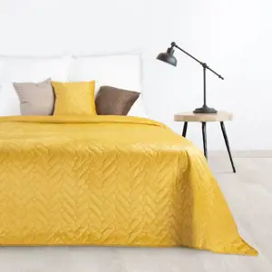 Produkt Kvalitní oboustranný přehoz na postel v zářivé žluté barvě