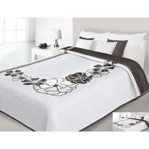 Produkt Luxusní oboustranný přehoz na postel bílý s hnědými ornamenty