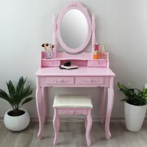 Produkt Moderní toaletní stolek se židlí v růžové barvě