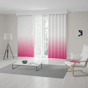 Moderní závěsy šité na míru bílo růžové barvy s trendy ombré efektem Nejmenší možná šířka 70 cm Kruhy