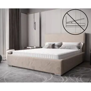 Nadčasová čalouněná postel v minimalistickém designu béžová 180 x 200 cm bez úložného prostoru