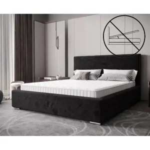 Nadčasová čalouněná postel v minimalistickém designu v černé barvě 180 x 200 cm bez úložného prostoru