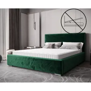 Nadčasová čalouněná postel v minimalistickém designu v zelené barvě 180 x 200 cm bez úložného prostoru