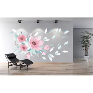 Produkt Nálepka na zeď do interiéru kytice růžových květů 150 x 300 cm