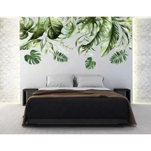 Nálepka na zeď do interiéru s motivem listů rostliny monstera 100 x 200 cm