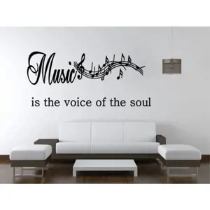 Nálepka na zeď nápis MUSIC IS THE VOICE OF THE SOUL 100 x 200 cm