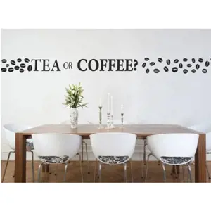 Nálepka na zeď s otázkou TEA OR COFFE? 100 x 200 cm