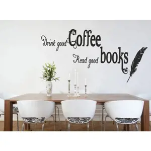 Nálepka na zeď s textem DRINK GOOD COFFEE, READ GOOD BOOKS 100 x 200 cm