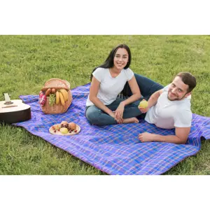 Produkt Pikniková deka v kostkovaném vzoru 145 x 180 cm - modrá