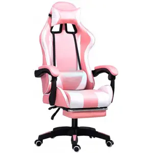 Produkt Pohodlné herní křeslo s masážním polštářkem růžovo bílé barvy