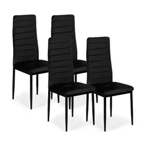 Produkt Sada 4 elegantních sametových židlí v černé barvě