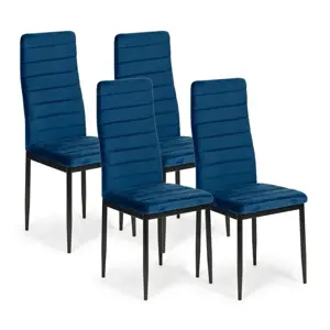 Produkt Sada 4 elegantních sametových židlí v modré barvě