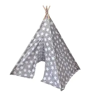 Produkt Šedý dětský teepee stan s motivem hvězd 110cm x 140cm