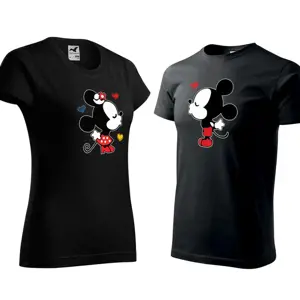 Set valentýnských triček černé barvy mickey a minnie L XL