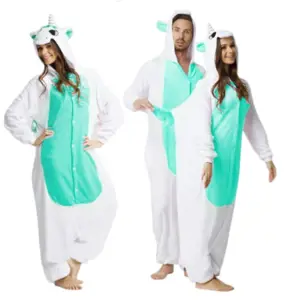 Produkt Tyrkysově bílý kigurumi overal s motivem jednorožce velikost M