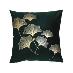 Produkt Zelený povlak na polštář s potiskem gingko 45 x 45 cm