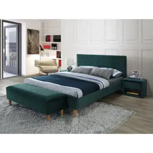 Produkt Signal Čalouněná postel AZURRO VELVET 180 x 200 cm barva zelená / dub