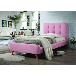 Signal Čalouněná postel TIFFANY 90 x 200 cm barva růžová / dub