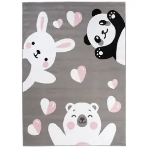 Dětský koberec PINKY DE78A Bear Panda Rabbit šedý