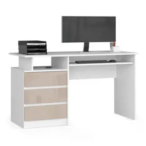 Produkt Kancelářský stůl CLP 135 cm bílý / cappuccino lesk