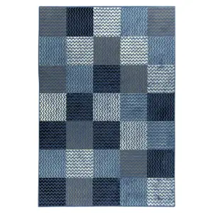 Koberec Luna 503568/94955 Patchwork modrý